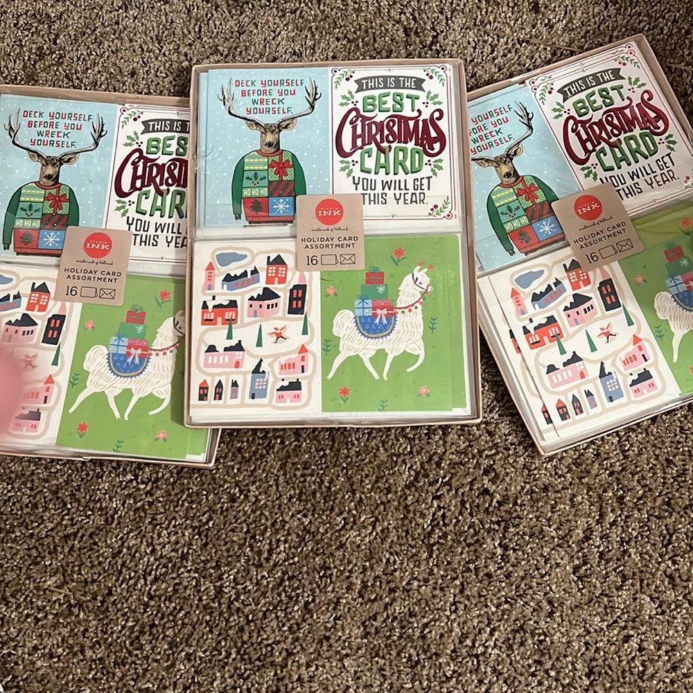 3 sets Christmas cards 16 in each box.